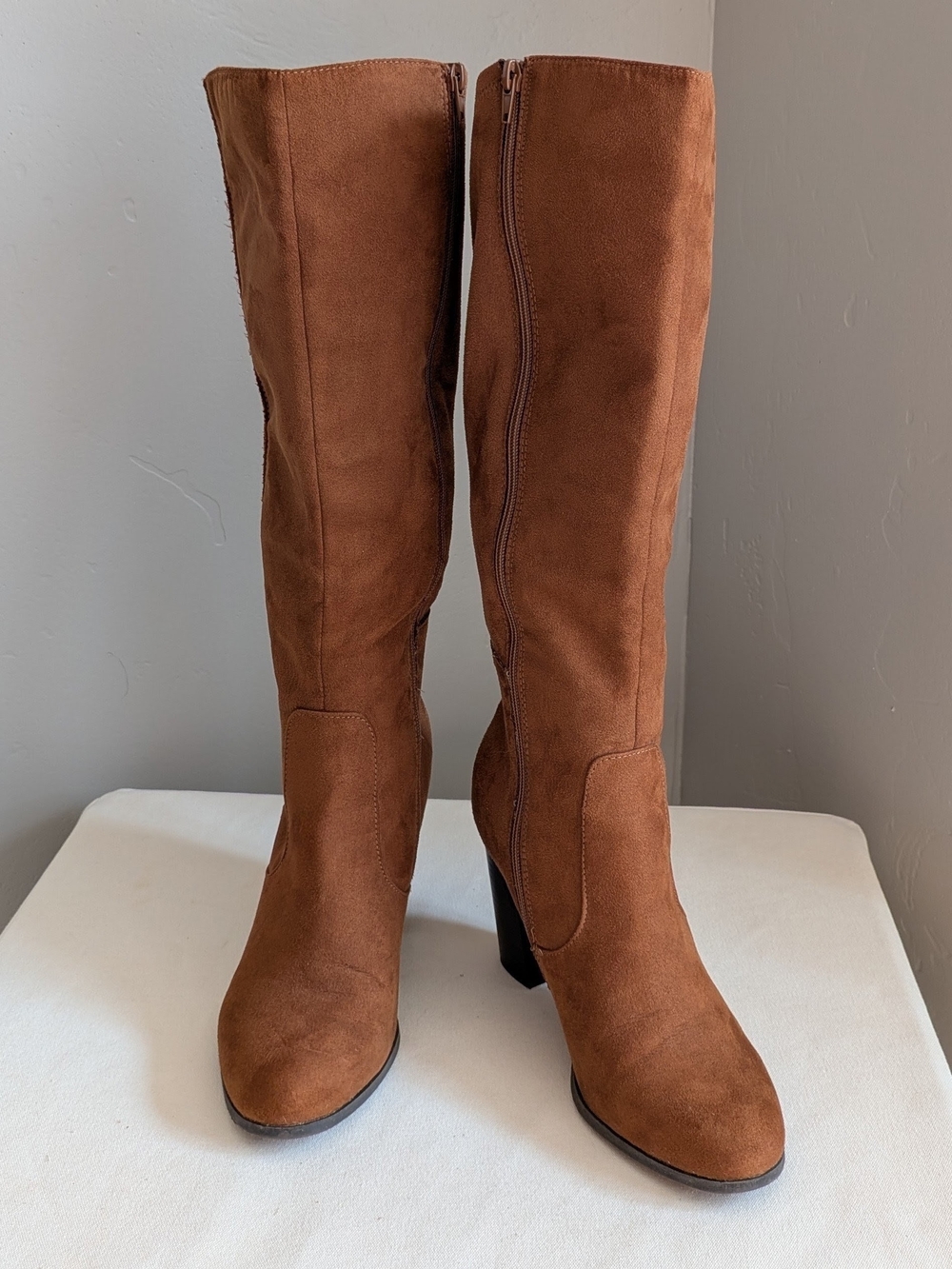Style & Co. Chestnut Suede Knee-High Heeled Boots Size 9.5